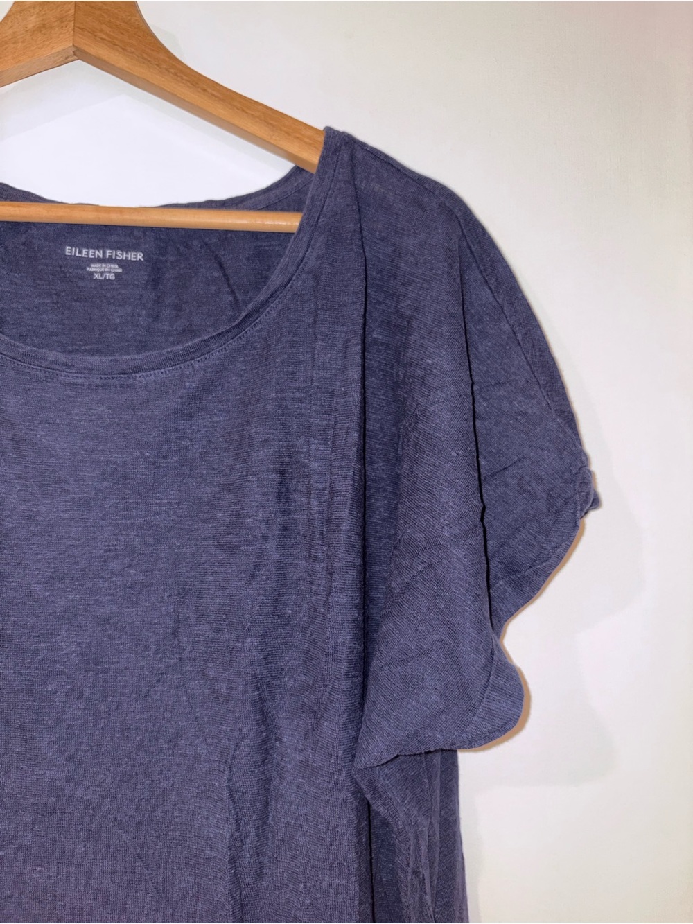 Eileen Fisher Relaxed Scoop Neck Rolled Short-Sleeve Tee in Deep Navy - Picture 2 of 8